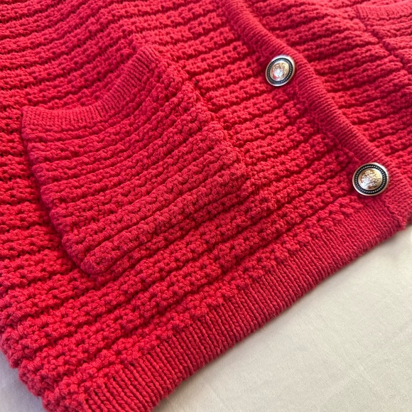 VICI Red Short Sleeve Estelle Crochet Cardigan, Size L - Picture 8 of 10